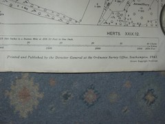WW2 Vintage Ordnance Survey Map XXIX Herts Sheet 29.12 Hertford Ware 1938 1941