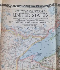 Lot of 3 National Geographic Large Folded Paper Historical Maps of the USA 1950s