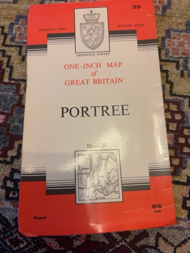 Vintage Ordnance Survey Map Sheet 25 Portree Skye Seventh Series 1963