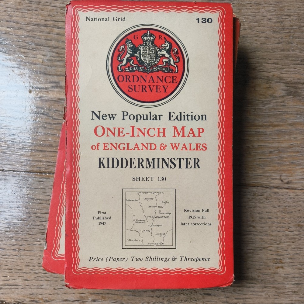 OS One Inch Map – Kidderminster – Sheet 130 – 1947 – Ordnance Survey