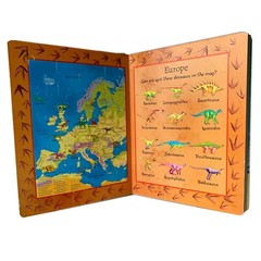 Usborne Dinosaur Jigsaw Puzzle Book Atlas Continents with Discovered Dinosaurs