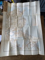 Cartes Tirade, Vintage French Map of Tunisia. c1950s. Large Paper Map. Africa