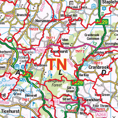 (G113) Map of Tonbridge Postcode Sectors, Poster of Tonbridge Postcodes