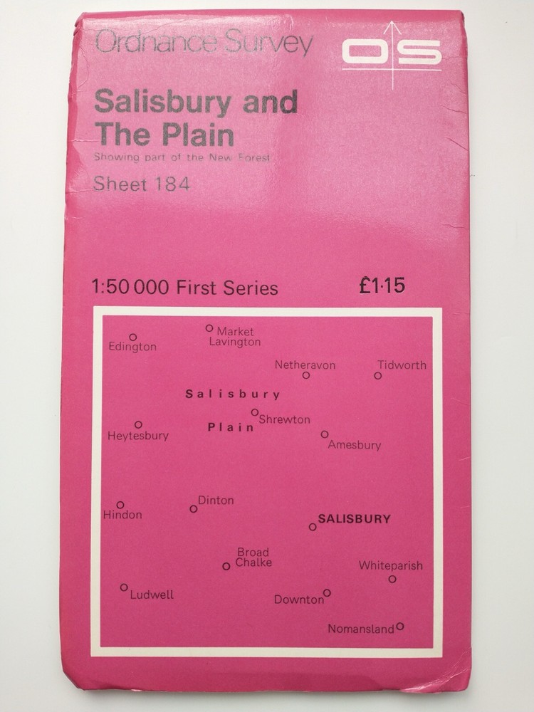 OS 1:50,000 Landranger Sheet 184 Salisbury and The Plain, 1974