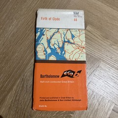 FIRTH OF CLYDE – CLOTH Bartholomew Half Inch Map Sheet 44 1966 Bute Arran