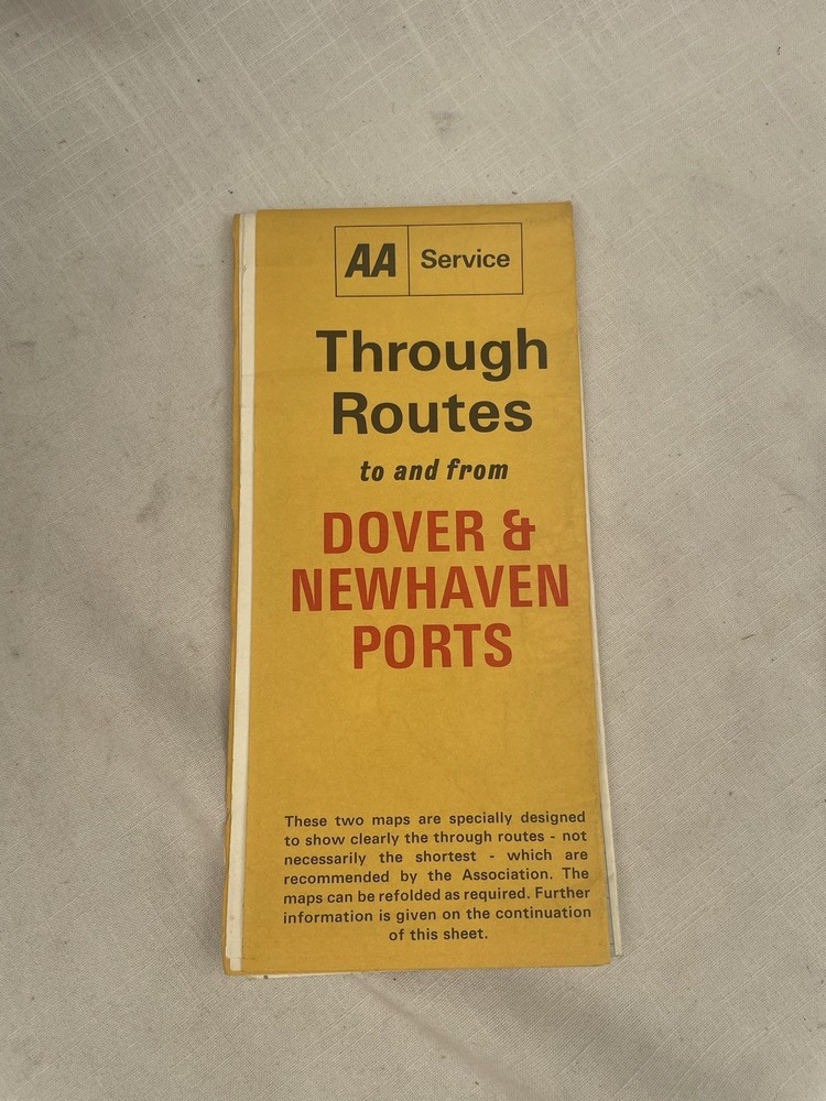 Vintage AA Service Map Through Routes To And From Dover And Newhaven Ports