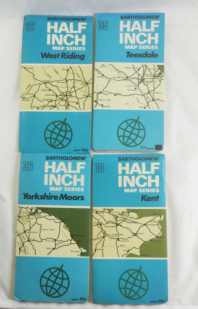 Map Bartholomew X4 Half Inch Map Series Teesdale / Kent / West Riding /York moor