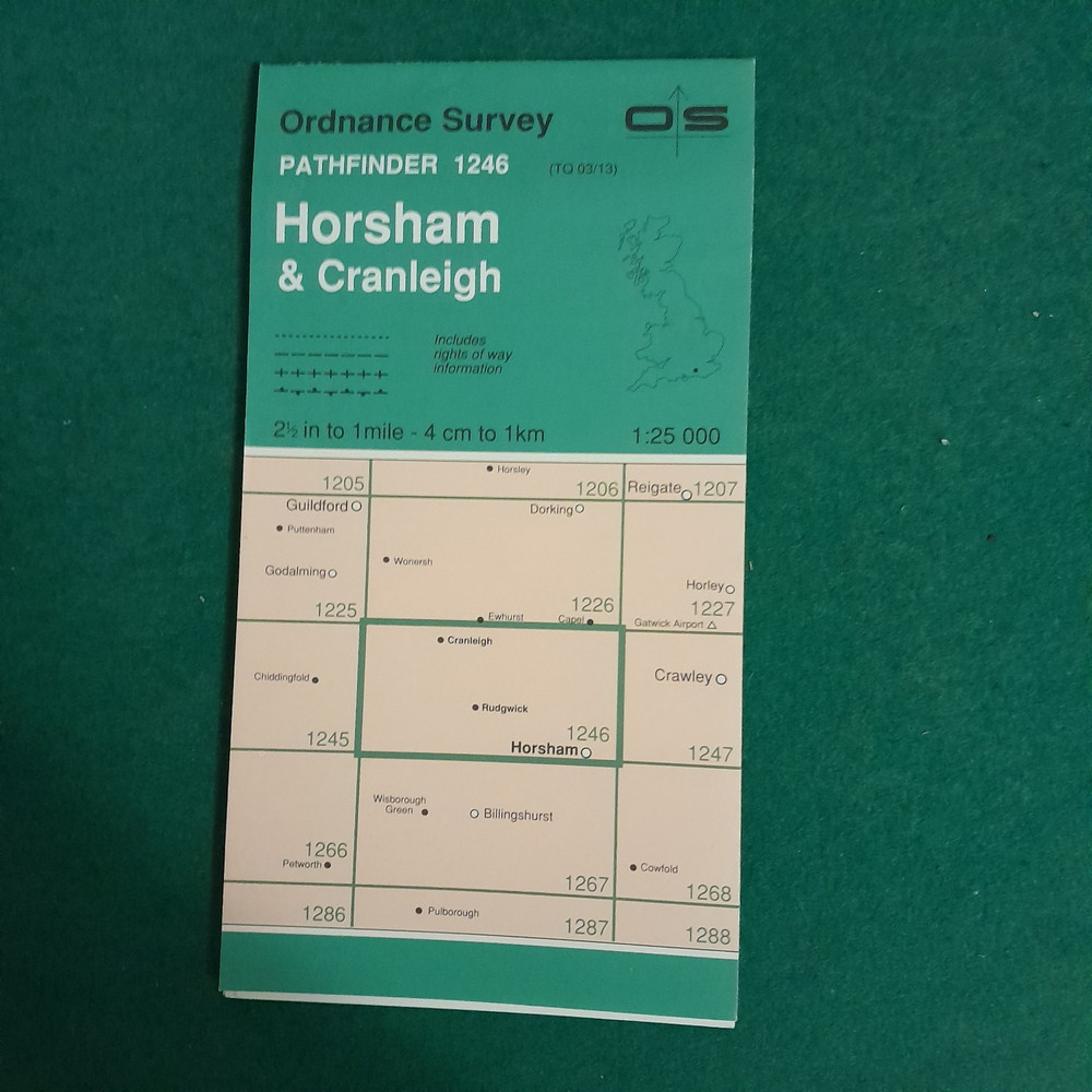 OS PATHFINDER 1246 HORSHAM & CRANLEIGH WALKERS MAP 1:25 000 SCALE.