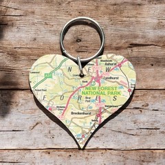 OS Map Wooden Heart Key-ring – New Forest National Park (General merchandise)