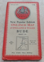 CLOTH Ordnance Survey One-Inch Map 174 BUDE New Popular 6th Edition 1946