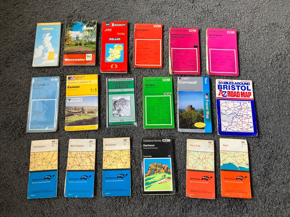JOB LOT OF 18 x OLD STREET MAPS ETC kidderminster EXMOOR BRISTOL SHROPSHIRE WARW