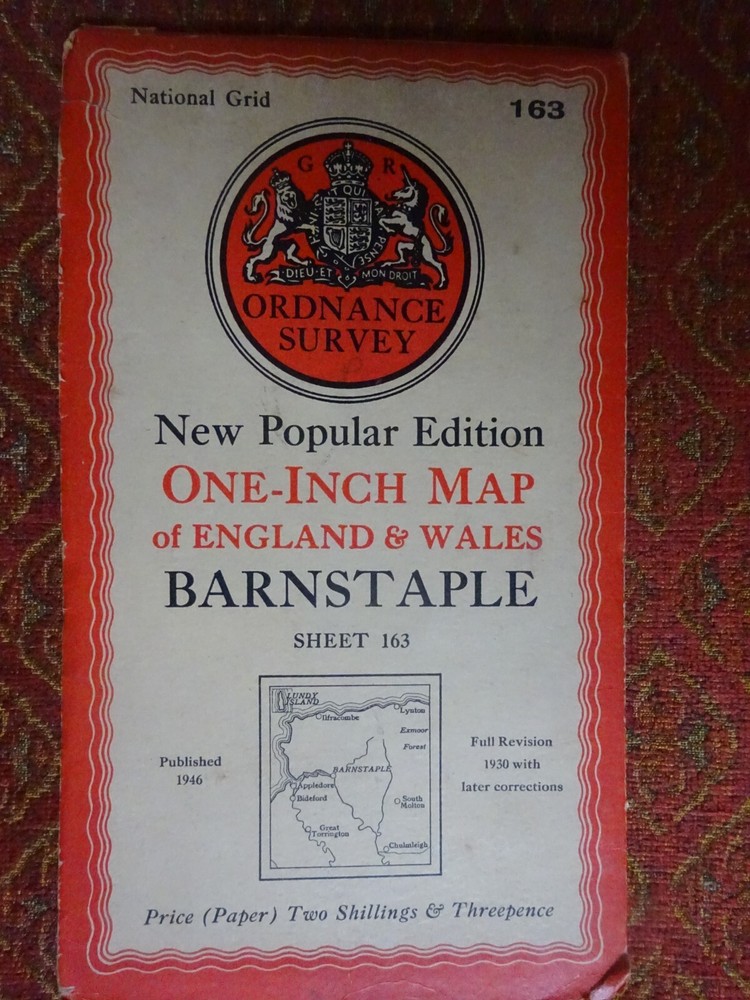 OLD OS Map BARNSTAPLE ILFRACOMBE APPLEDORE BIDDEFORD LUNDY CHULMLEIGH 1946