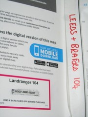 OS Ordnance Survey Landranger Sheet 104 Leeds Bradford Laminated ACTIVE Map 2016