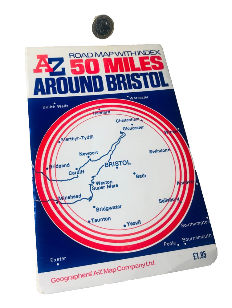 Map Road Map A to Z AZ Around Bristol Vintage ra