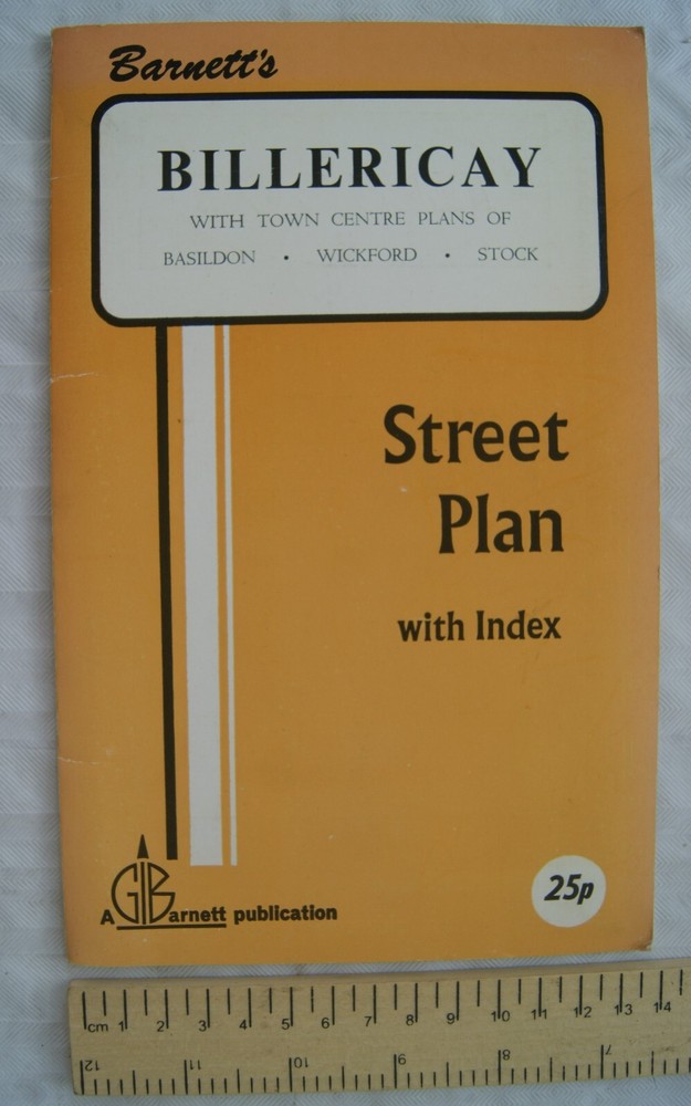 Vintage: Barnett’s Street Plan with Index, Billericay, Basildon, Wickford, Stock