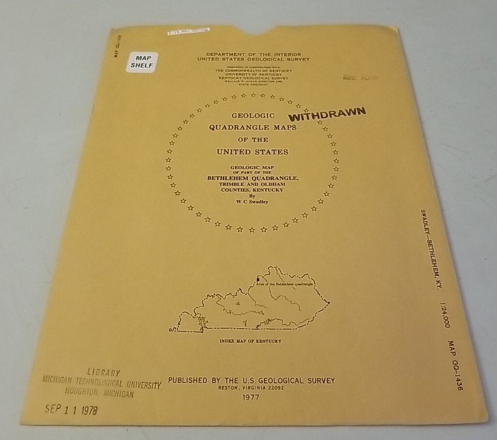 USGS Geologic Map Part of Bethlehem Quadrangle, Trimble & Oldham Counties, KY