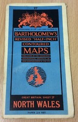 Vintage Bartholomew’s Paper Map Of North Wales