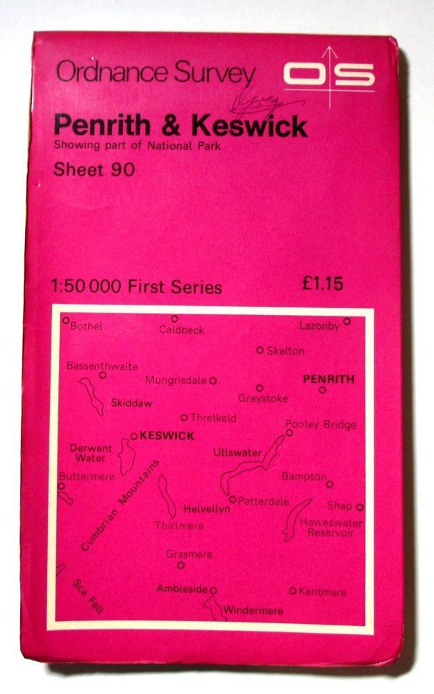 VGC OS Landranger Map (1:50,000) Sheet 90 PENRITH and KESWICK c1974