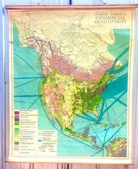 Philips’ Series of Comparative Wall Atlas – North America – circa 1952 – VG