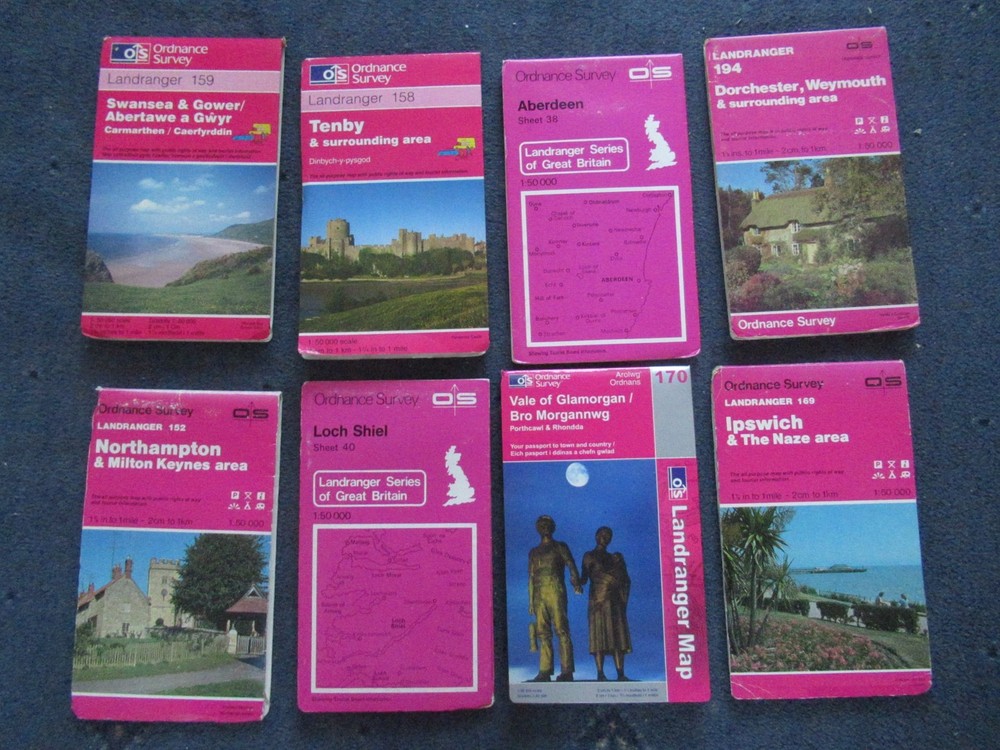 8 x OS MAPS JOB LOT Landranger Ordnance Survey (G2)