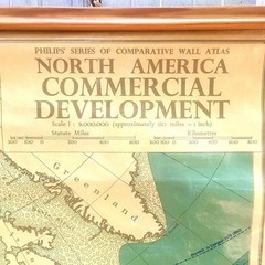 Philips’ Series of Comparative Wall Atlas – North America – circa 1952 – VG