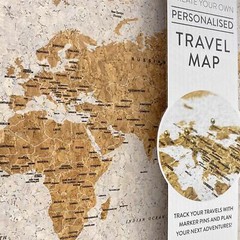World Travel Map Pin Board Pins Splosh Personalised Planner Maps Cork Grey