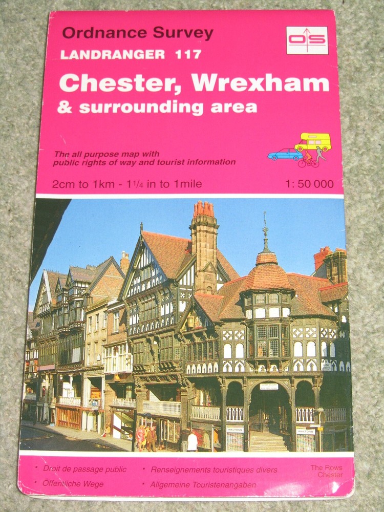 OS Ordnance Survey Landranger Map Sheet 117 Chester & Wrexham area – 1992