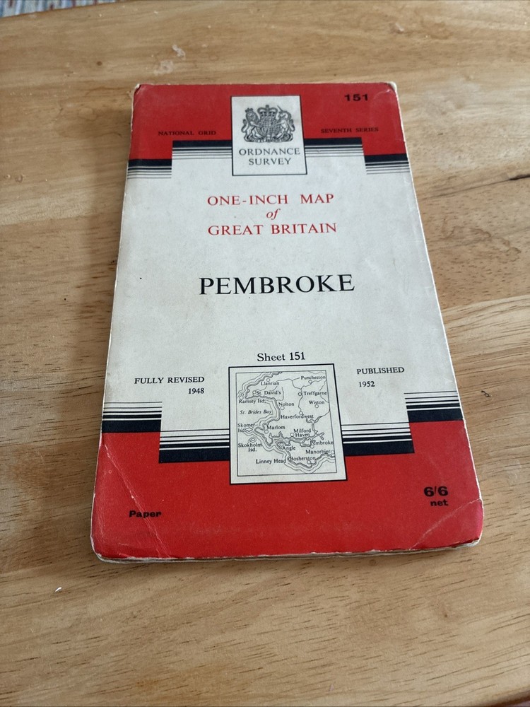 1952 ORDNANCE ONE-INCH MAP OF GREAT BRITAIN PEMBROKE 151