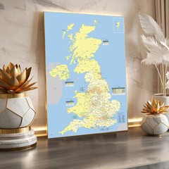 A1 A2 Map of The United Kingdom Great Britain UK Poster Print Wall Art Decor