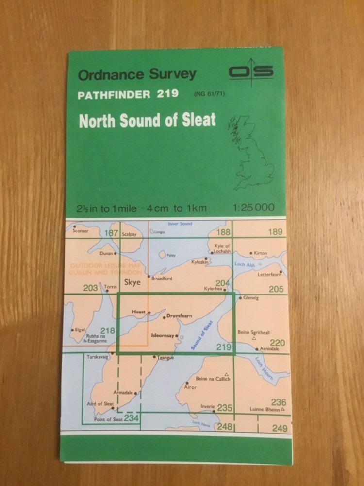 1974 Ordnance Survey Pathfinder Map 219 NG 61/71 North Sound of Sleat