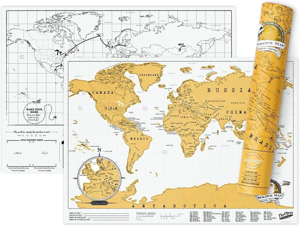 Luckies of London | Scratch Map Original Travel Size | Scratch Off World Map