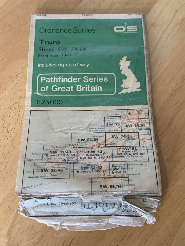 Ordnance Survey Pathfinder 1360 Truro SW 74/84 Hiking Cornwall Falmouth Redruth