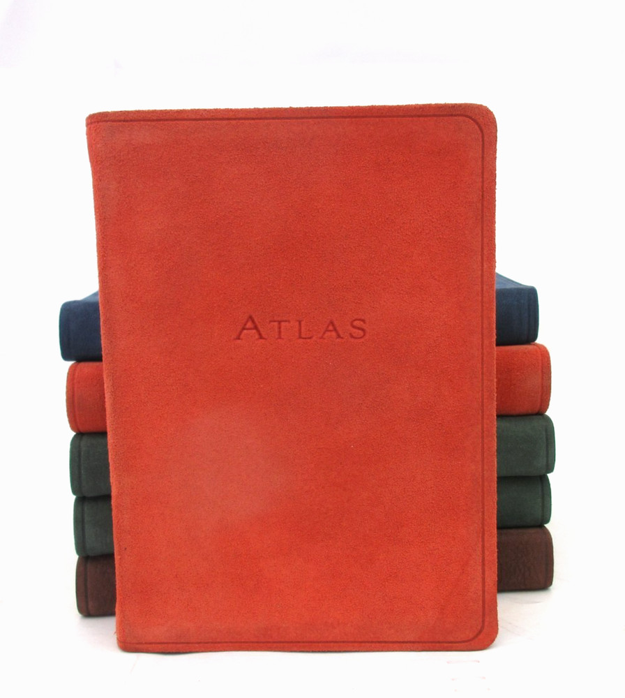 ATLAS The Traveler’s Atlas A Geographic Handbook c1997 Suede Cover 4×6″ ORANGE