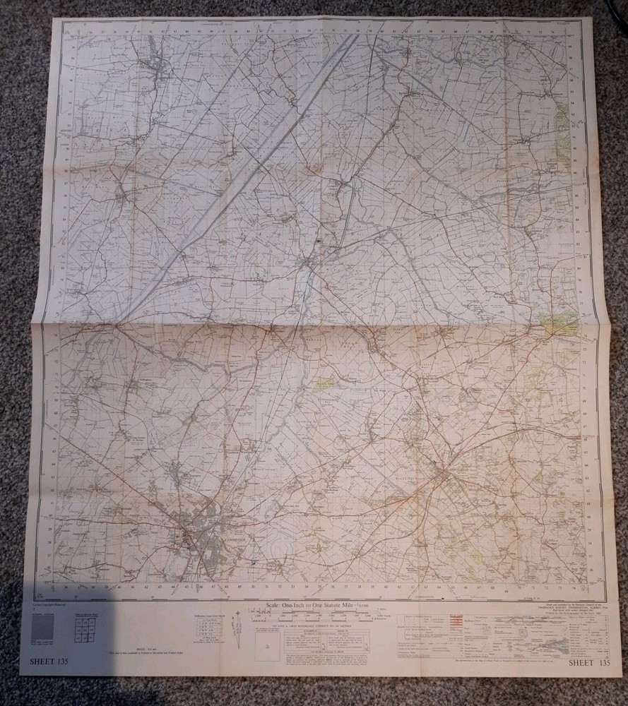Ordnance Survey Map Of Cambridge & Ely Sheet 135