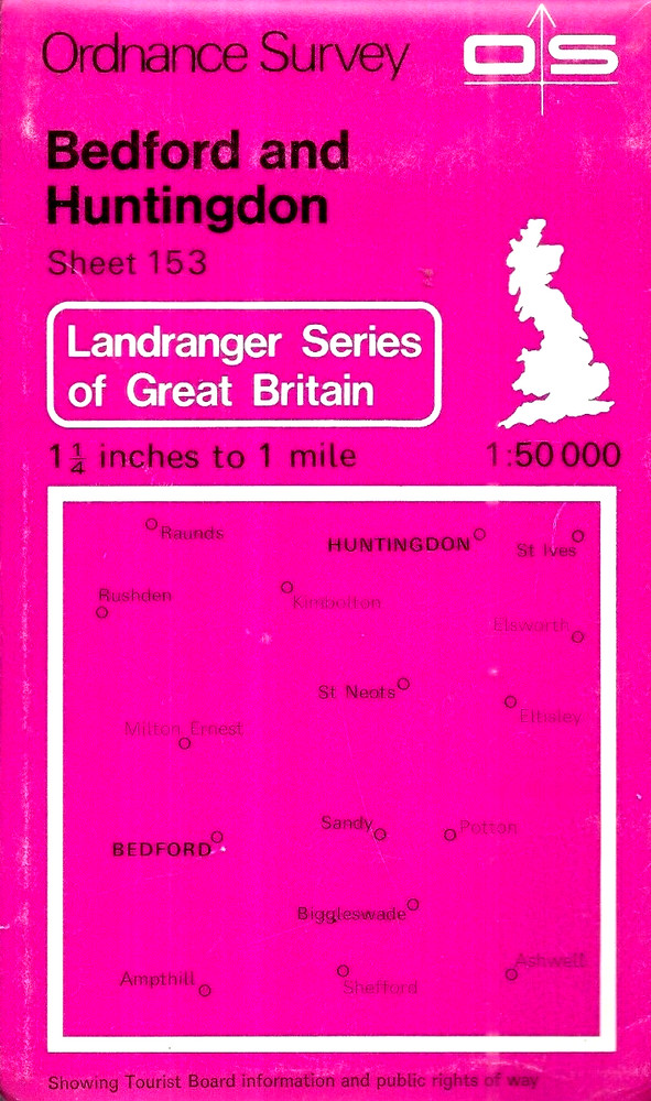 Ordnance Survey Landranger Series Map – Sheet 153 – Bedford and Huntingdon
