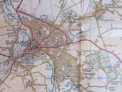 O S Landranger Maps x 3 Cambridge, Bury St Edmunds & Ipswich with covers.