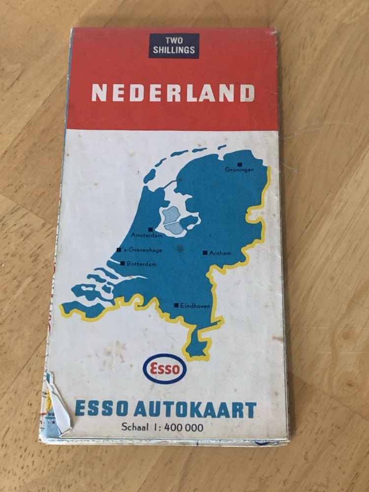 Vintage ESSO Autokaart Nederland Road Map 1:400,000 (Two Shillings) Holland