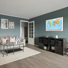 Map of the World Educational Map with Flags Poster Print Decor 2X3FT 1.5X 2.4FT