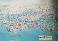 Southern California Wall Map Vintage Topographic 1984 Cooper Moffatt Large 89cm