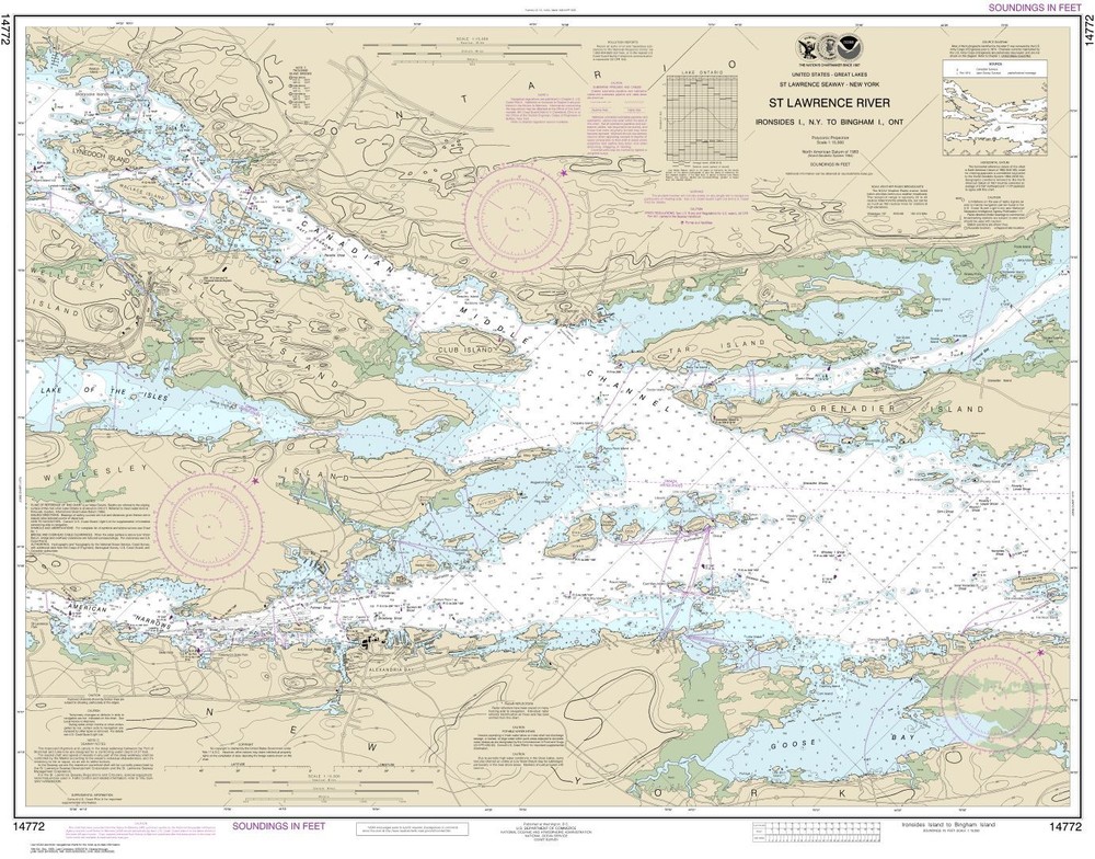 Ironsides l., N.Y., to Bingham l., Ont. | Waterproof NOAA Chart 14772