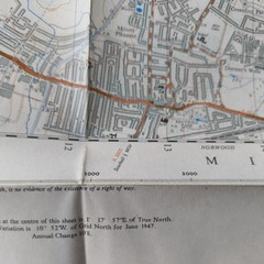 Ordnance Survey 51/18 London Wembley Ealing region 1947 2.5 inch to 1 mile