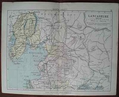 Antique colour map Lancashire North late Victorian George Philip – Railways