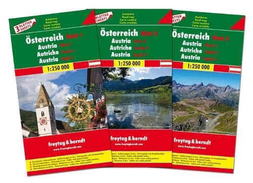 AUSTRIA MAP SET, 3 SHEETS AT 1:250,000 (ENGLISH, SPANISH, By Freytag-berndt Und