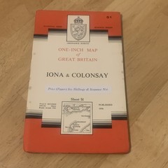 Ordnance Survey One Inch Map 51 Seventh Series Iona & Colonsay 1956 OS