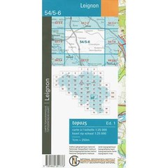 Belgium Leignon IGN Topo map 54/5-6 Hiking Walking cycling Driving WW2 history