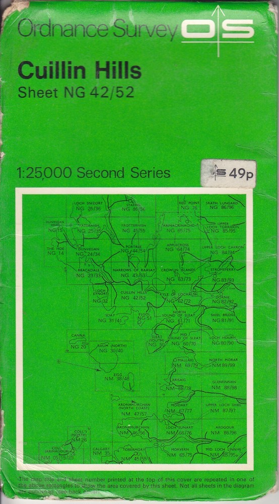 Ordnance Survey 1:25,000 Pathfinder Map NG 42/52 Cuillin Hills Skye