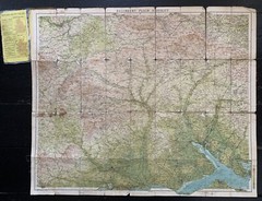 Antique Cloth Map – Bartholomew’s NEW REDUCED SURVEY – 32 SALISBURY PLAIN c 1910