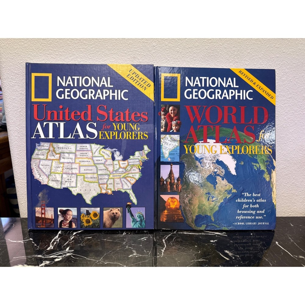 National Geographic United States & World Atlas for Young Explorers Book Set 2pc