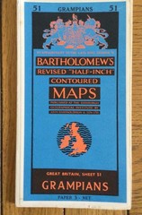Bartholomews paper map Sheet 51 GRAMPIANS 1/2” to the mile