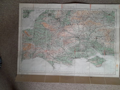 ORDNANCE SURVEY 1/4 INCH DISSECTED CLOTH MAPS COMPLETE SET OF 12 IN LEATHER CASE